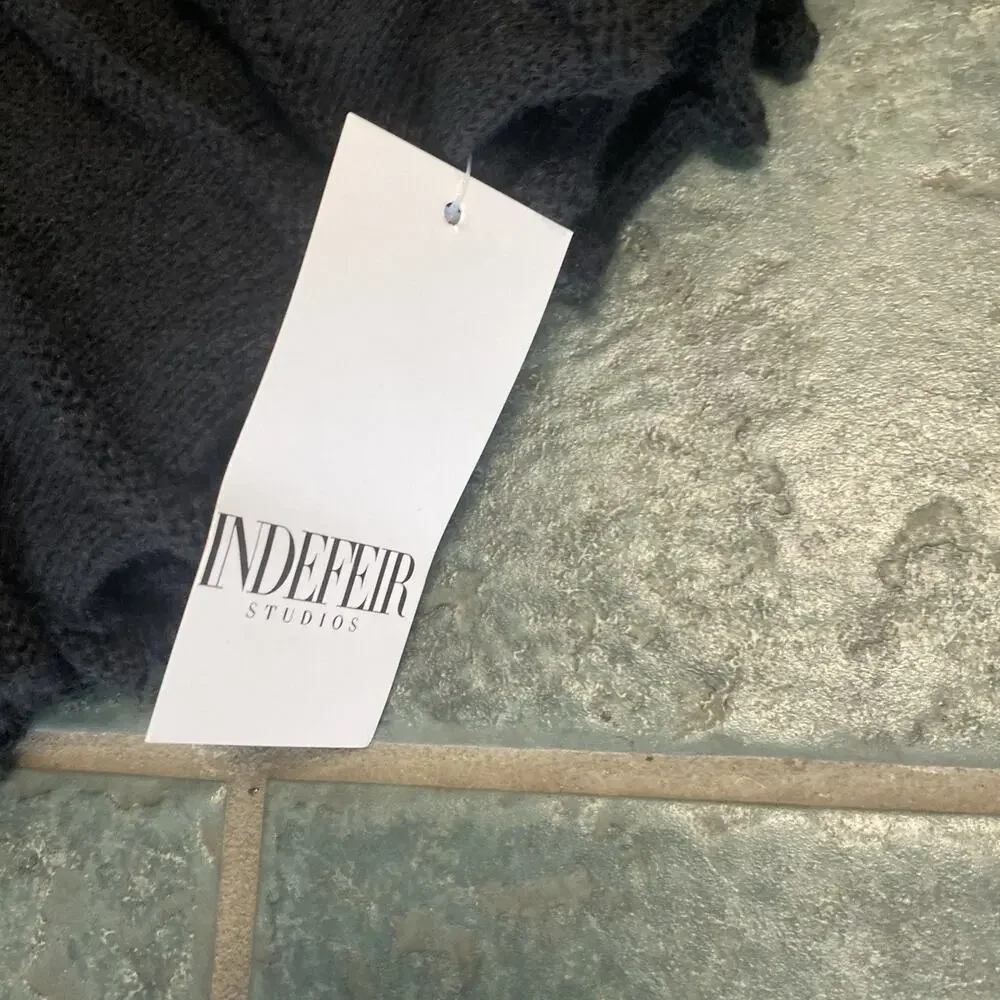 C22 Indefeir Black Pleated Pull On Cotton Blend Lined Skirt Knee Length Sm